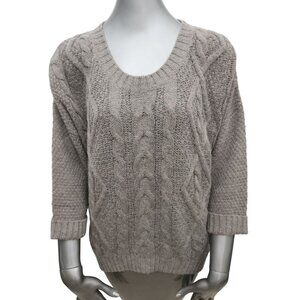 360 Sweater NWT Alpaca Sweater Large Merino Wool Ribbed Brown Top